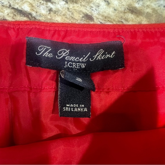 J Crew Coral Orange Wool Blend Pencil Skirt 2 - Picture 3 of 9